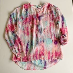 A.N.A Sheer long sleeve blouse with hi-low design